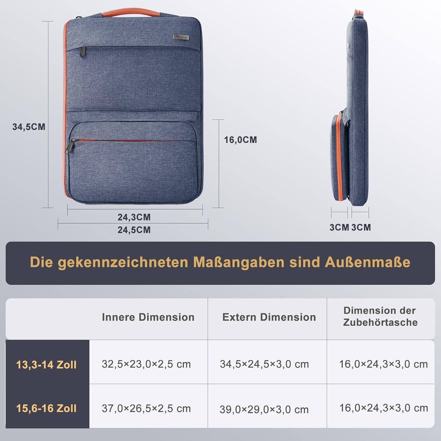 Voova Laptoptasche 13.3-14 Zoll MacBook Air Pro Asus Dell