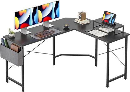 L-förmiger Computertisch mit Monitorständer und Aufbewahrungstasche