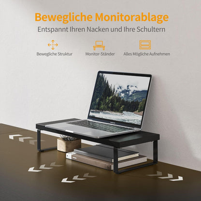 Modernes L-förmiges Computertisch-Set mit Monitorständer, Stauraum und