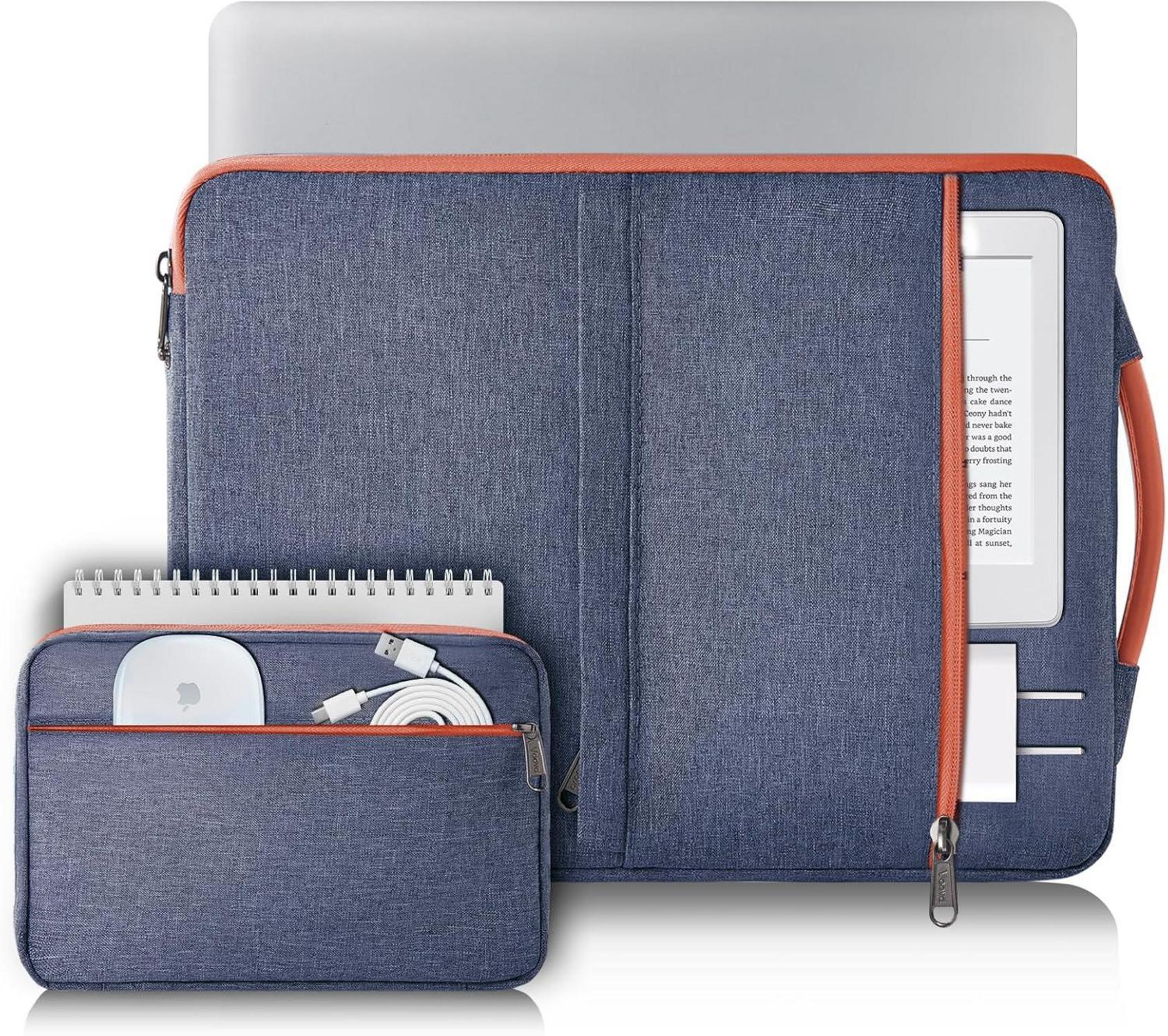 Laptoptasche 15-16 Zoll Hülle mit Zubehörtasche dunkelgrau