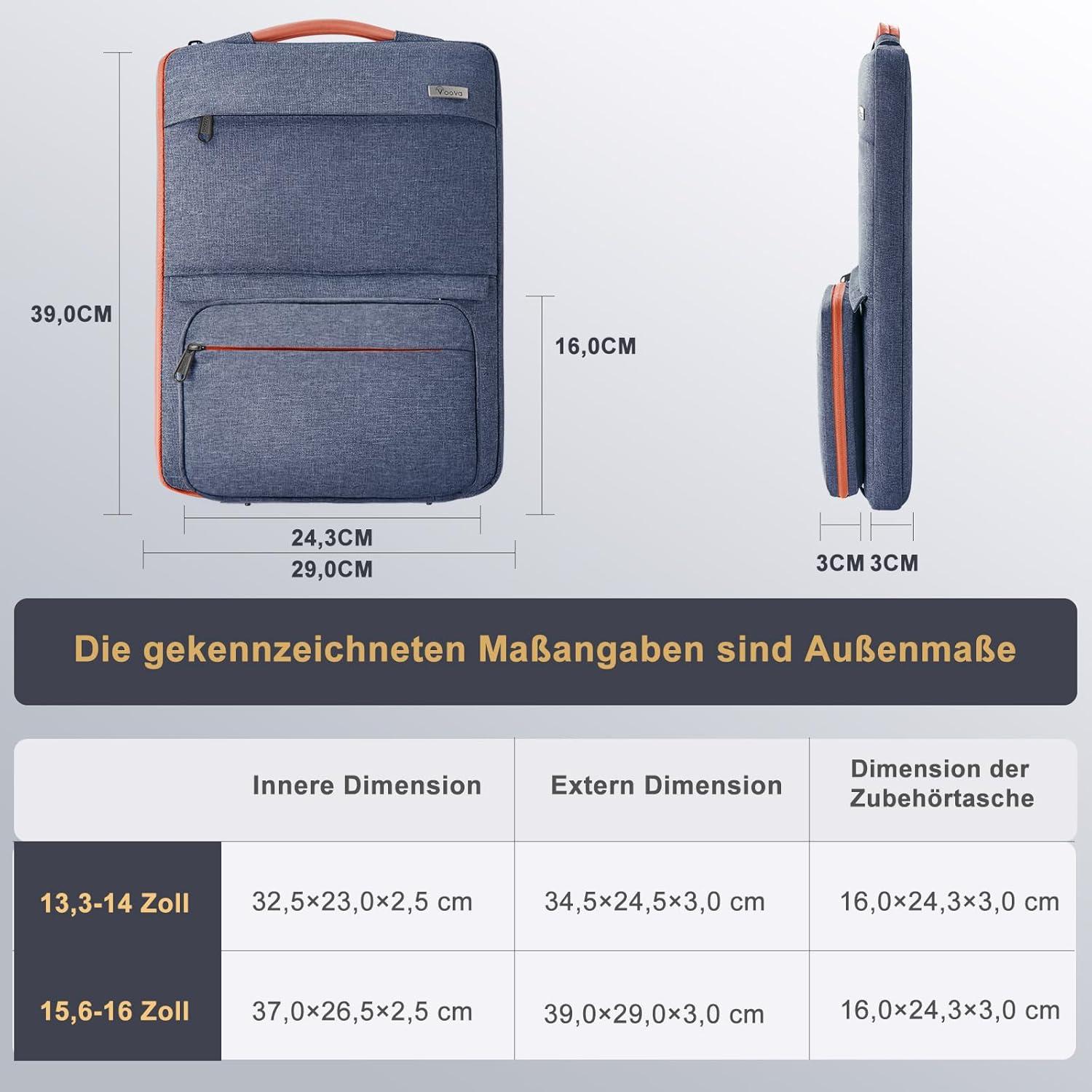 Voova Laptoptasche 15,6 Zoll MacBook Hülle