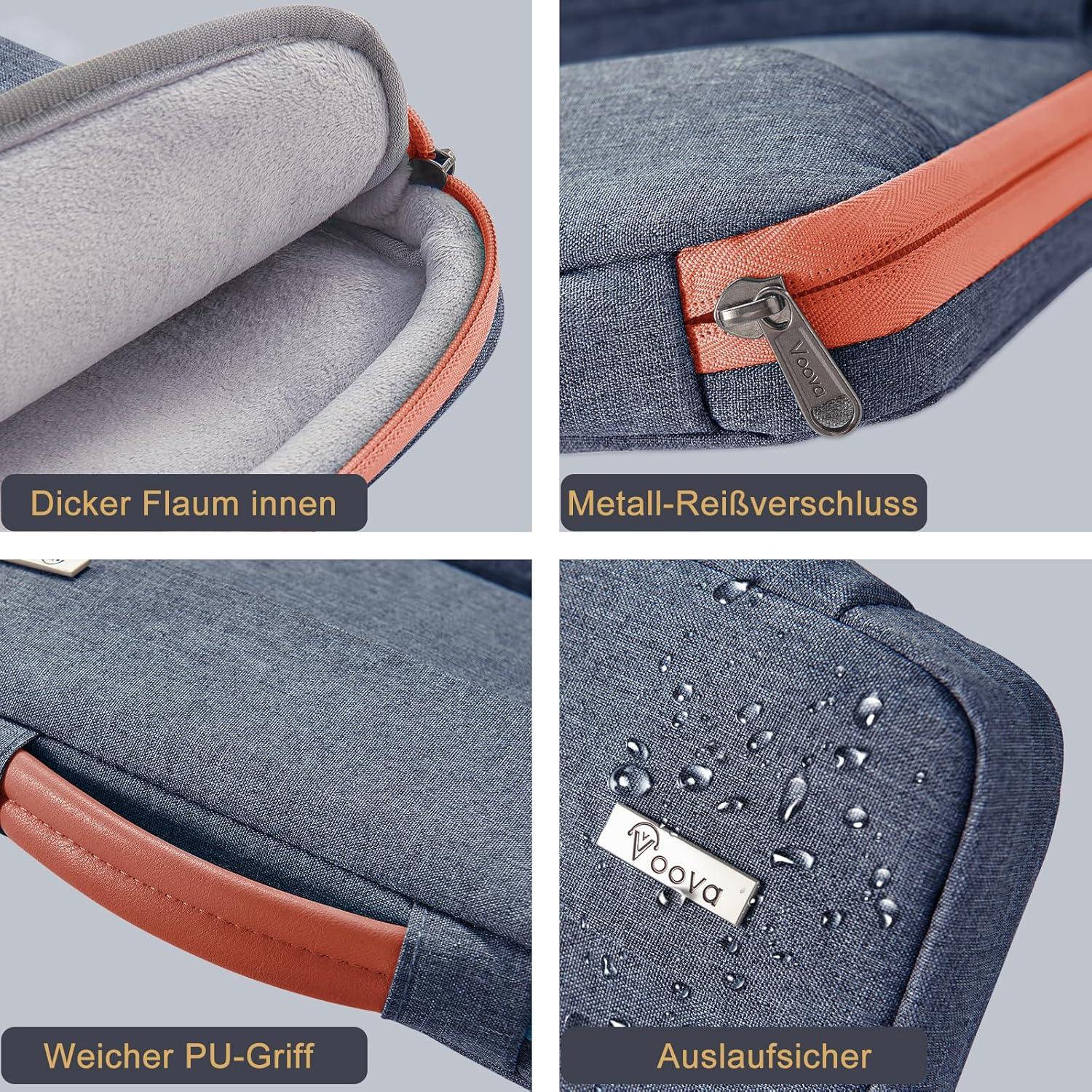 Laptoptasche 15-16 Zoll Hülle mit Zubehörtasche dunkelgrau
