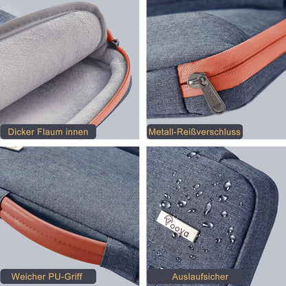 Laptoptasche 15-16 Zoll Hülle mit Zubehörtasche dunkelgrau