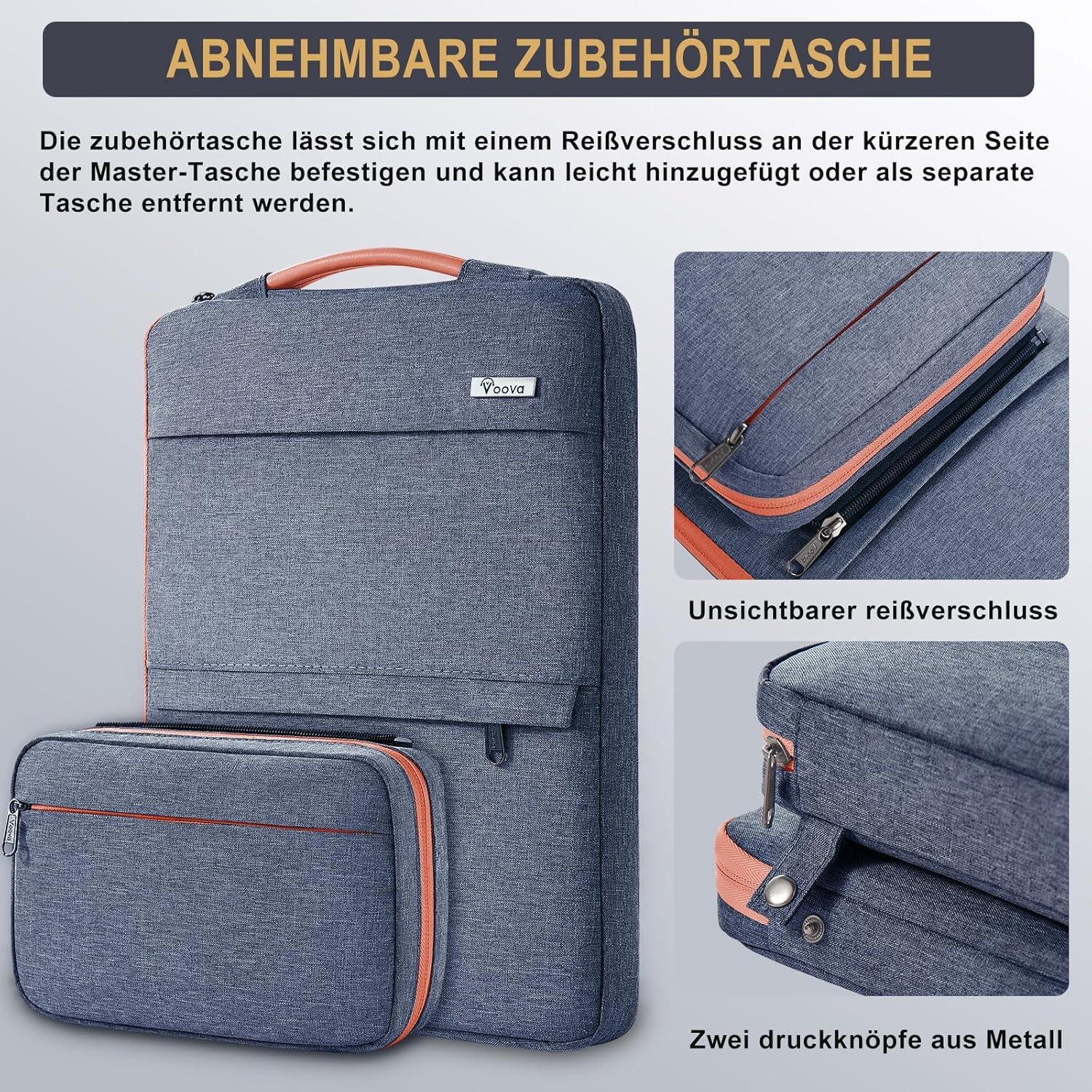 Voova Laptoptasche 15-16 Zoll mit Zubehörtasche, Dunkelgrau