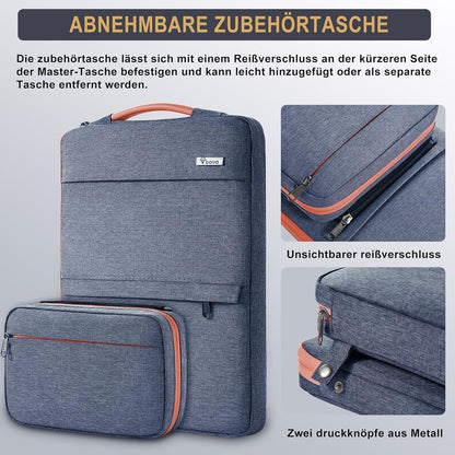 Voova Laptoptasche 15-16 Zoll mit Zubehörtasche, Dunkelgrau