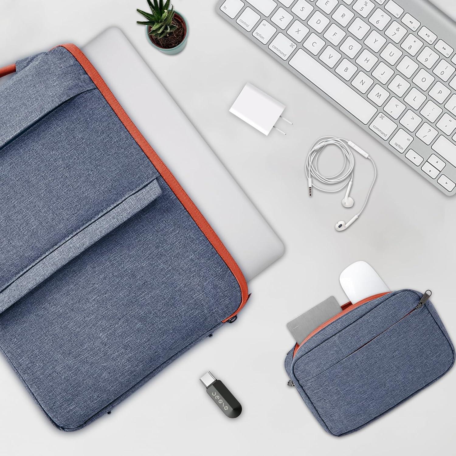 Voova Laptoptasche 15 15.6 16 Zoll Dunkelgrau MacBook Hülle Zubehörtasche