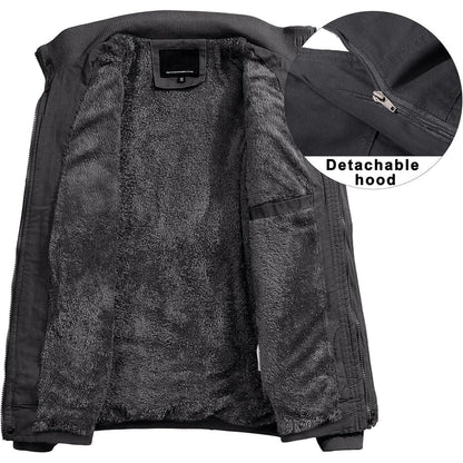 Warme Winterjacke Herren mit abnehmbarer Kapuze Grau