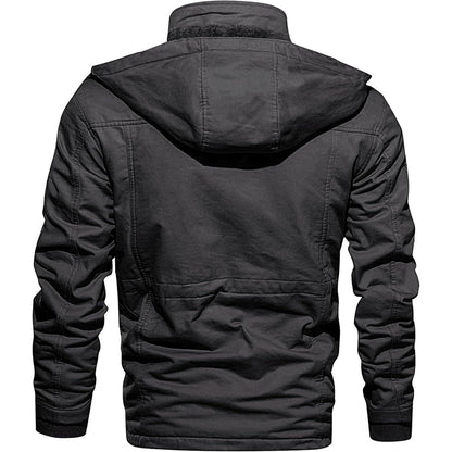 Warme Winterjacke Herren mit abnehmbarer Kapuze Grau