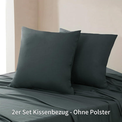 Kissenbezug 80x80 Grau Mikrofaser Reißverschluss Doppelpack