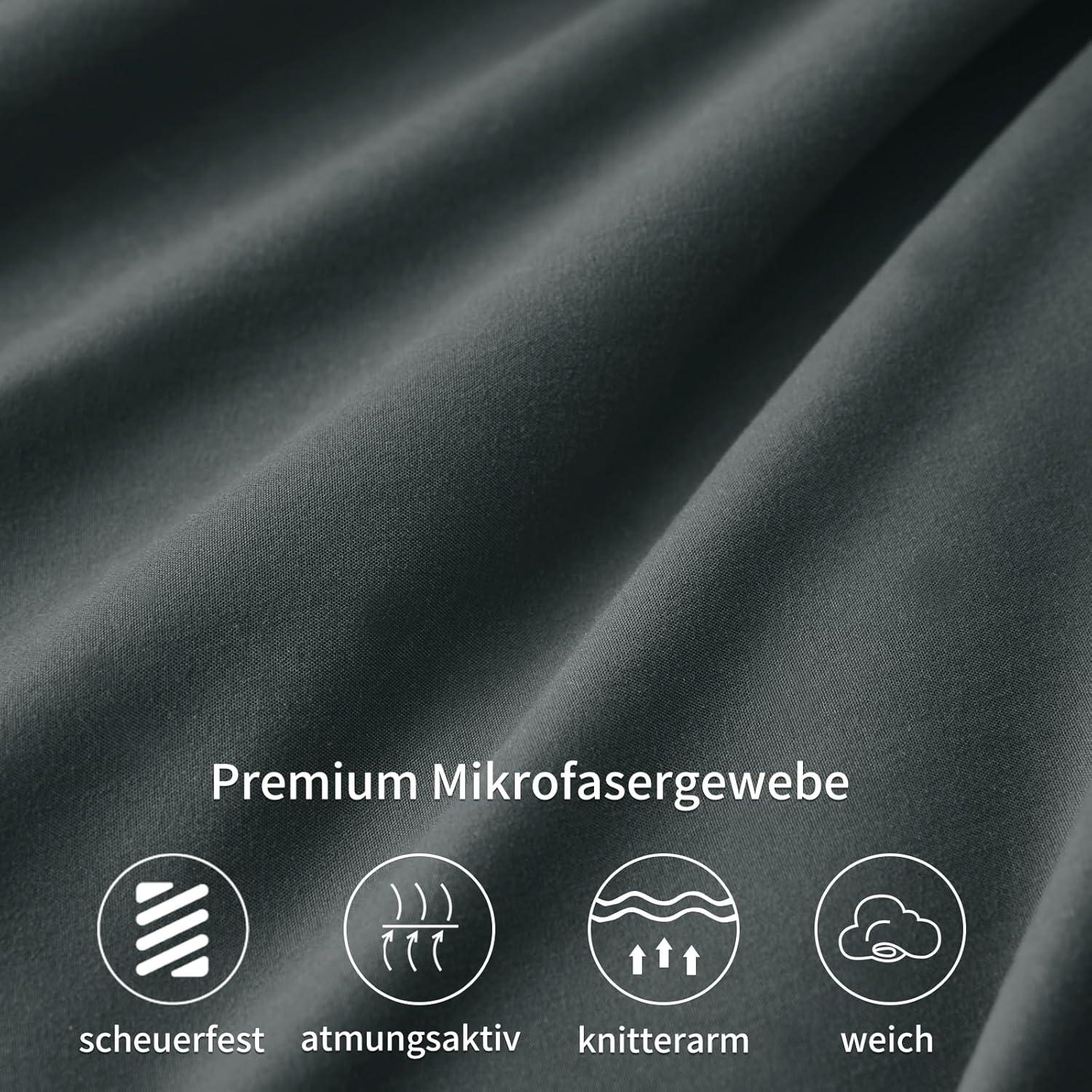 2er Set Kissenbezug 80x80 Grau Mikrofaser Reißverschluss