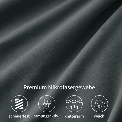 2er Set Kissenbezug 80x80 Grau Mikrofaser Reißverschluss
