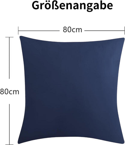 Kissenbezug 80x80 2er Pack Dunkelblau Mikrofaser Reißverschluss