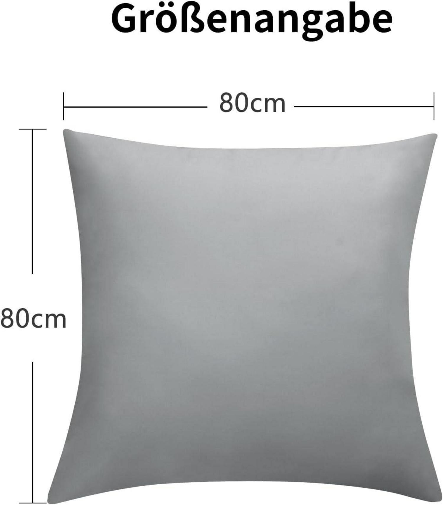 Kissenbezug 80x80cm 2er Set Grau Mikrofaser Reißverschluss