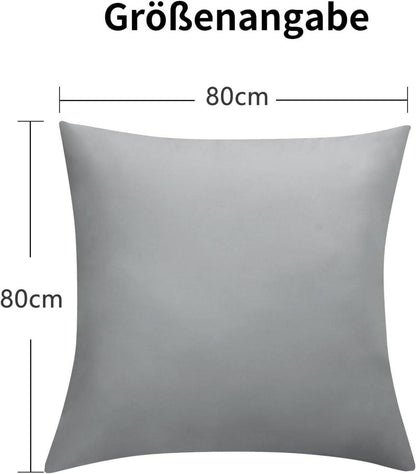 Kissenbezug 80x80cm 2er Set Grau Mikrofaser Reißverschluss