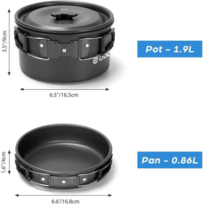 Odoland Camping Geschirr Set 17-teilig Aluminium Kochset