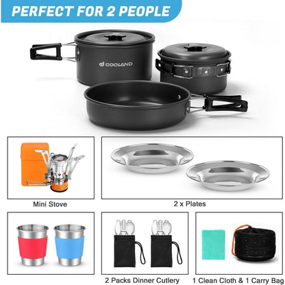 Leichtes Camping-Kochgeschirr-Set 1-2 Personen Trekking