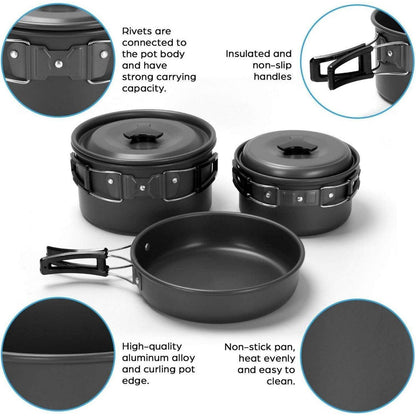Leichtes Camping-Kochgeschirr-Set 1-2 Personen Trekking