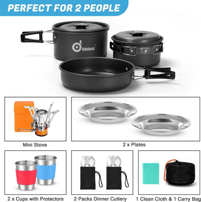 Leichtes Camping-Kochgeschirr-Set 1-2 Personen Trekking