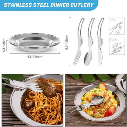 Camping Geschirr Set Töpfe Pfanne Tasse Teller Besteck