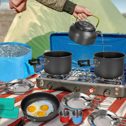 Odoland Camping Geschirr Set 29-teilig Outdoor Kochgeschirr