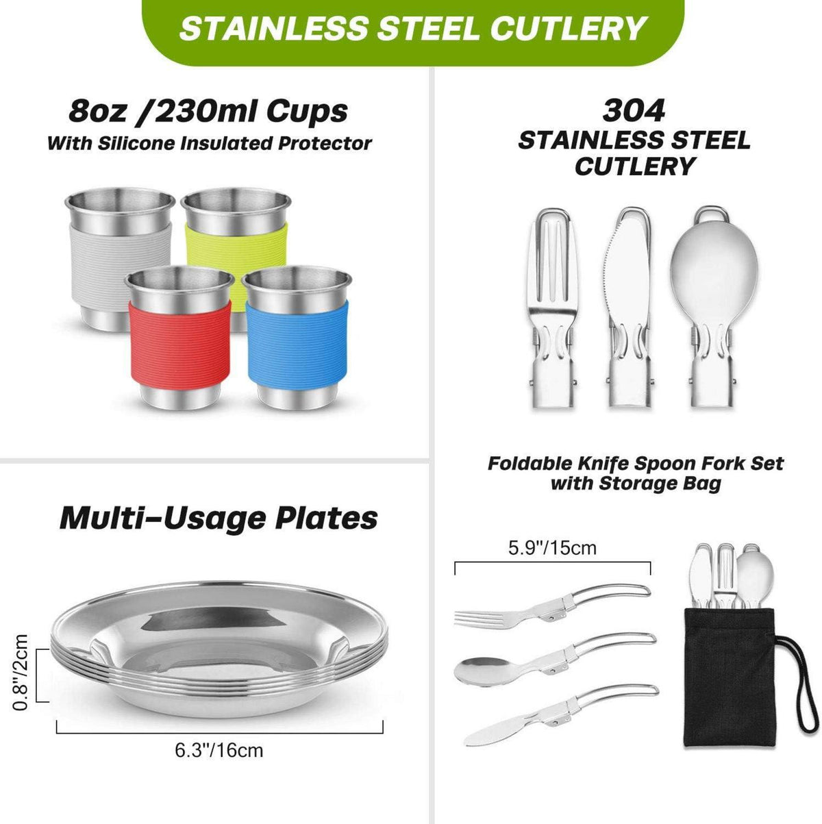 Camping Kochgeschirr Set 29-teilig Outdoor Picknick 4 Personen Faltschüssel