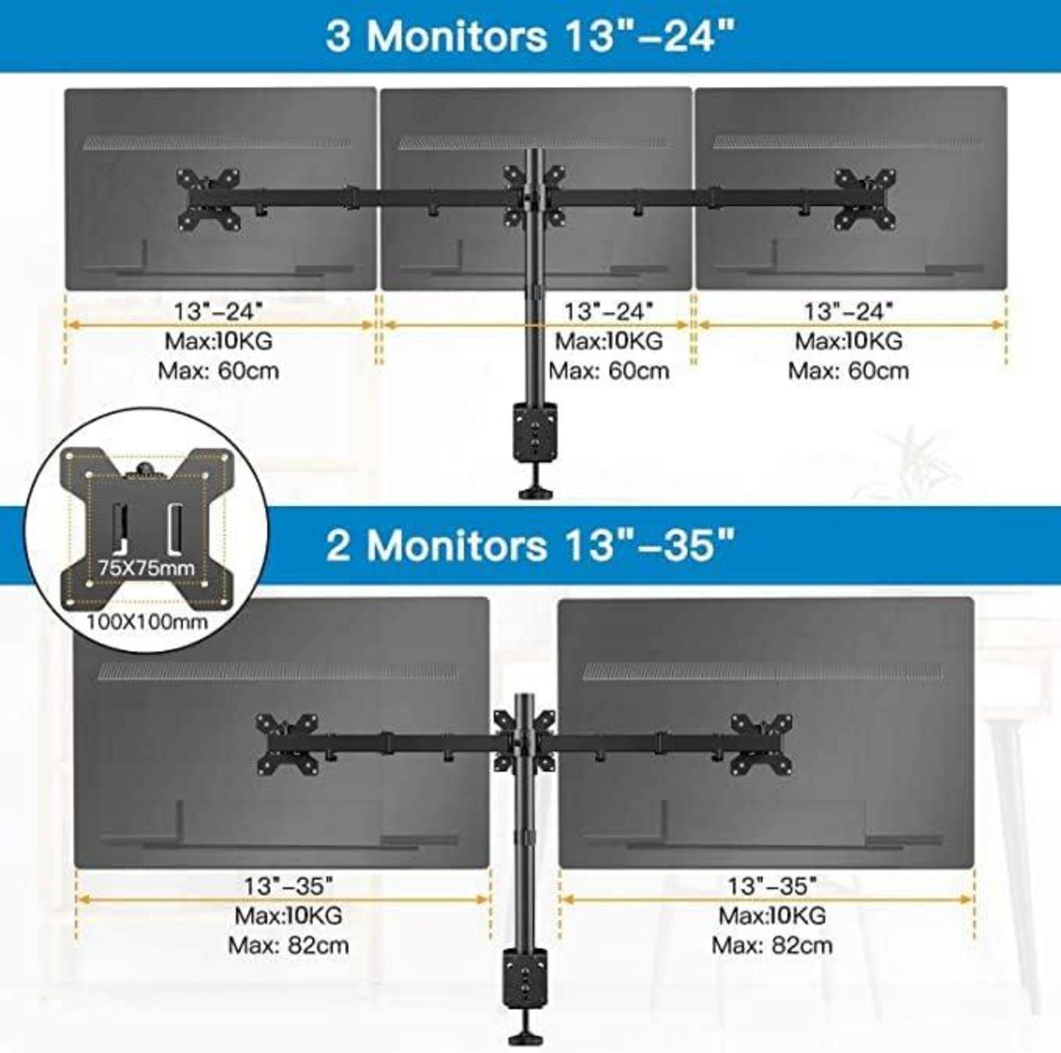 Monitor Halterung für 3 Monitore 13-27 Zoll & 2 Monitore 13-35 Zoll