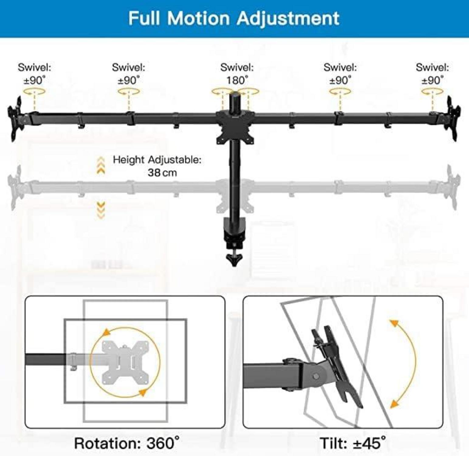 Monitor Halterung für 3 Monitore 13-27 Zoll 10 kg pro Arm VESA 75 100 mm