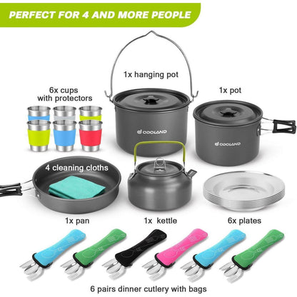 Odoland Camping Geschirr Set für 6 Personen - Outdoor