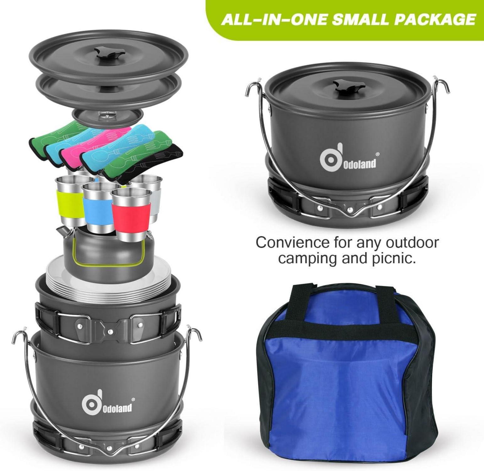 Camping Geschirr Set 39-teilig für Outdoor Kochen und Picknick
