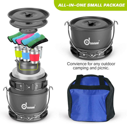 Camping Geschirr Set 39-teilig für Outdoor Kochen und Picknick