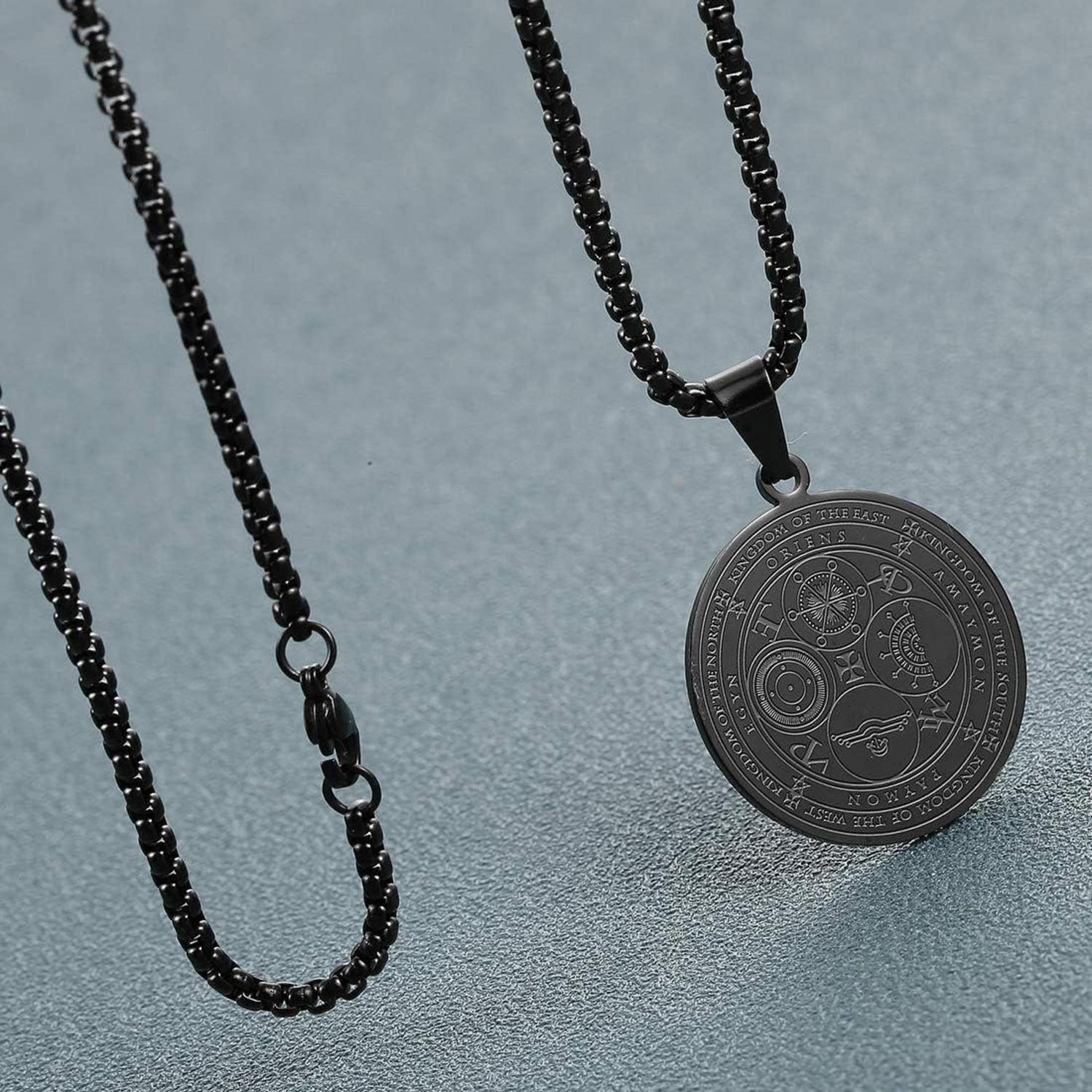 Halskette Erzengel Sieben Medaille Talisman Amulett Edelstahl