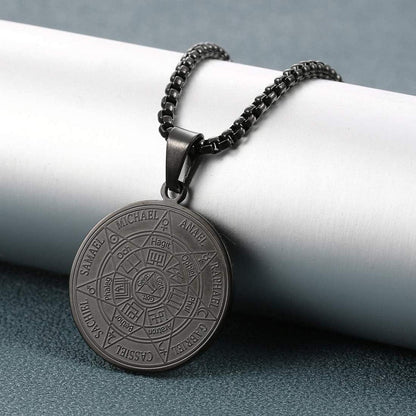 Halskette Herren 7 Erzengel Siegel Medaille Edelstahl