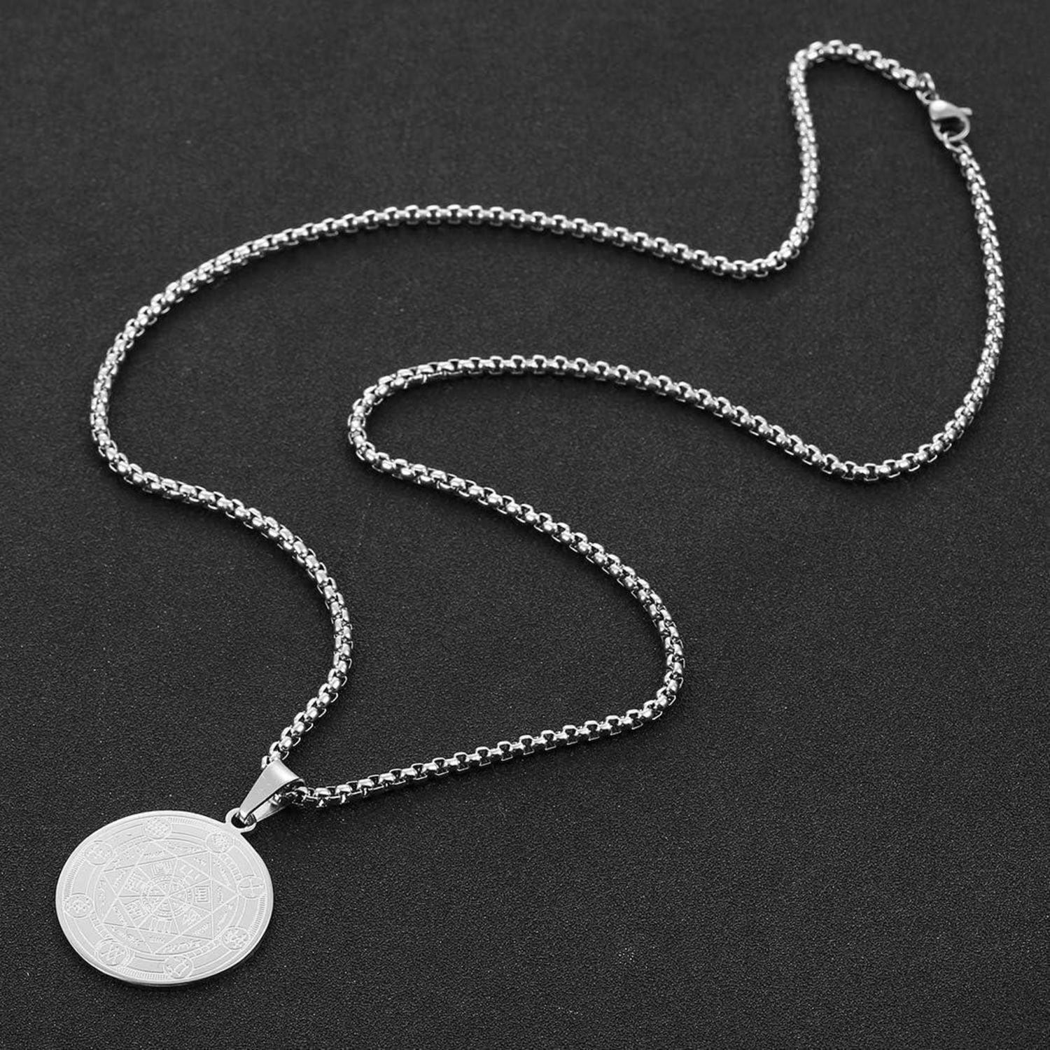 AFSTALR Halskette Herren 7 Erzengel Siegel Amulett Ketten Anhänger Edelstahl