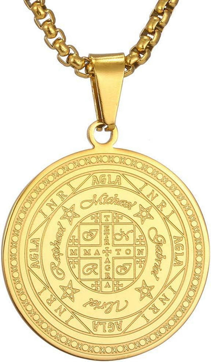 Erzengel Siegel Amulett Halskette Edelstahl Männer
