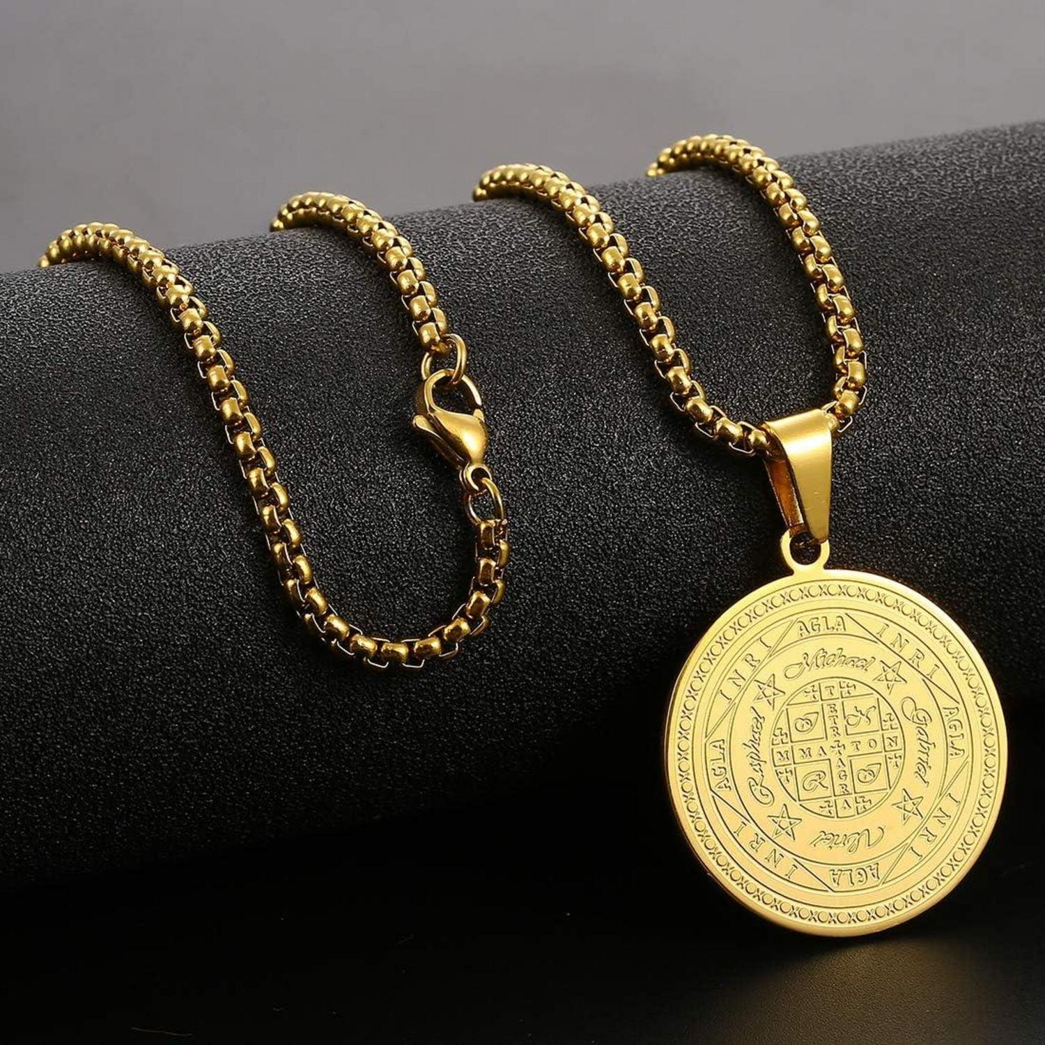 Erzengel Siegel Amulett Halskette Edelstahl Männer