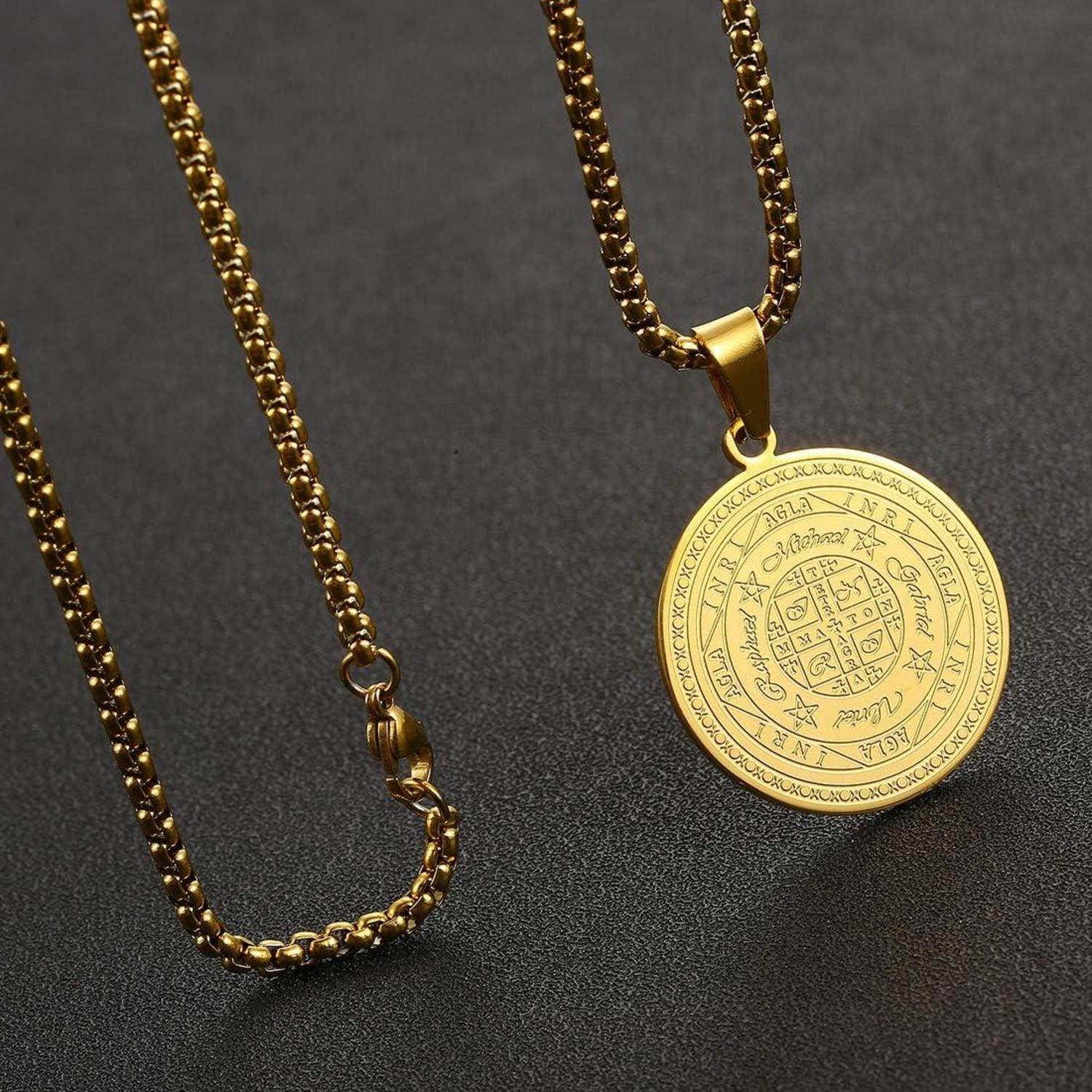 AFSTALR Halskette Herren 7 Erzengel Siegel Amulett Talisman Edelstahl