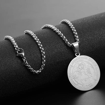 AFSTALR Erzengel-Siegel Halskette Herren Edelstahl Amulett