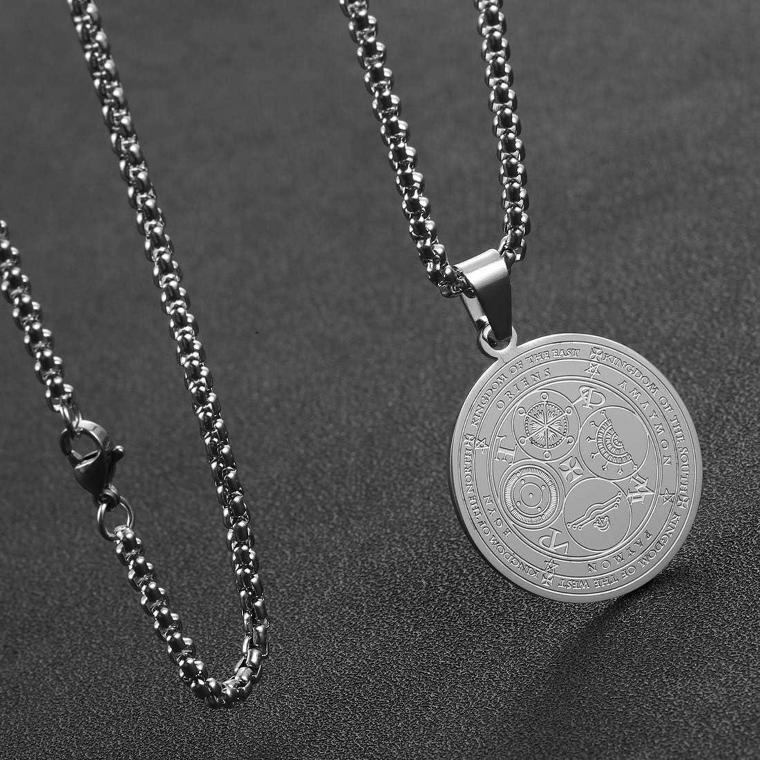 Herren Halskette 7 Erzengel Amulett Talisman Edelstahl Anhänger