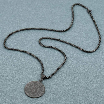 Erzengel Siegel Halskette Herren Amulett Edelstahl Schmuck Noir