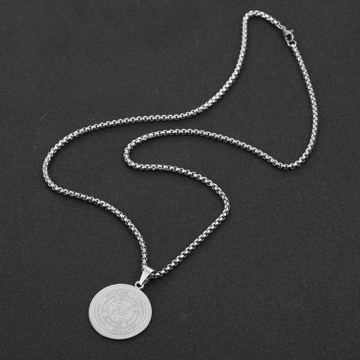 Halskette 7 Erzengel Siegel Amulett Edelstahl Schmuck Männer Style4 Argent