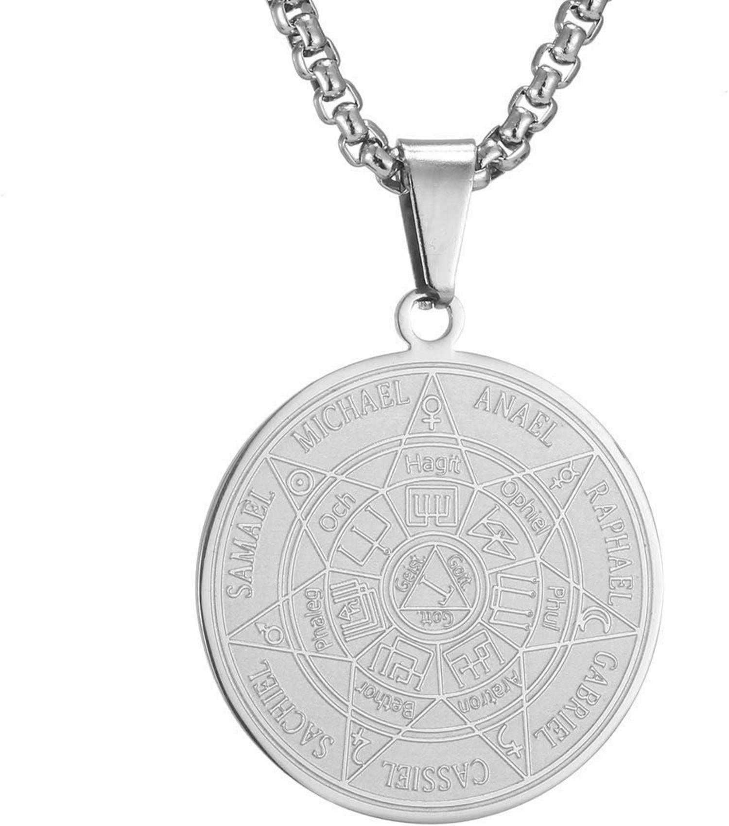 AFSTALR Siegel Erzengel Amulett Kettenanhänger Edelstahl Tag: Schmuck