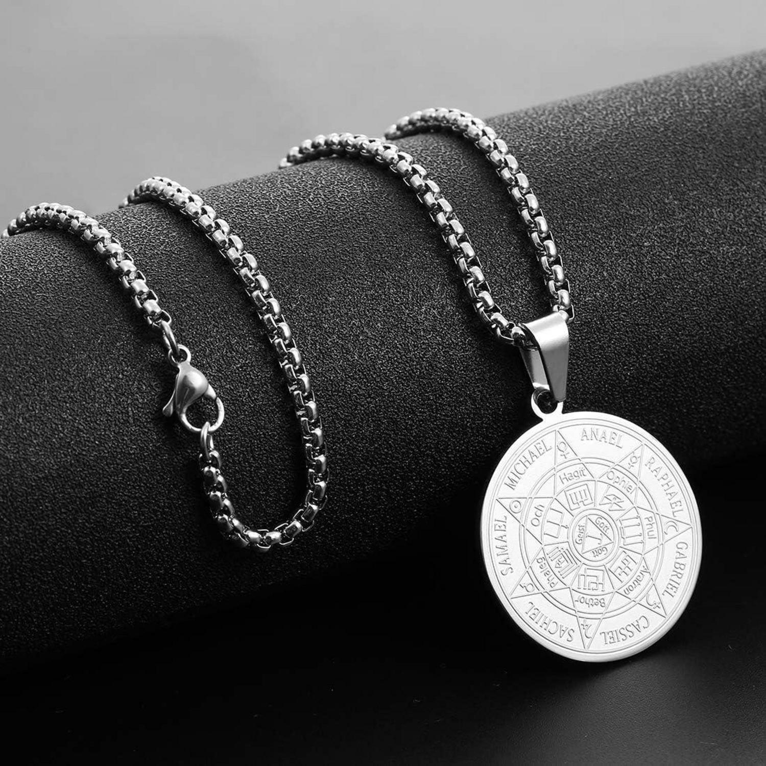 AFSTALR Siegel Erzengel Amulett Kettenanhänger Edelstahl Tag: Schmuck