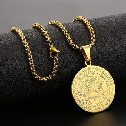 AFSTALR Erzengel Siegel Amulett Edelstahl Halskette Männer Anhänger