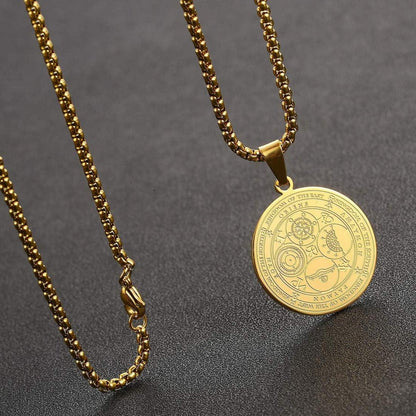 AFSTALR Erzengel Siegel Amulett Halskette Edelstahl Herren Style5--Or