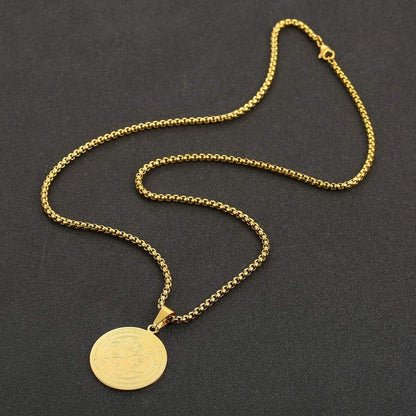 AFSTALR Sieben Erzengel Siegel Medaille Halskette Anhänger Edelstahl Herren