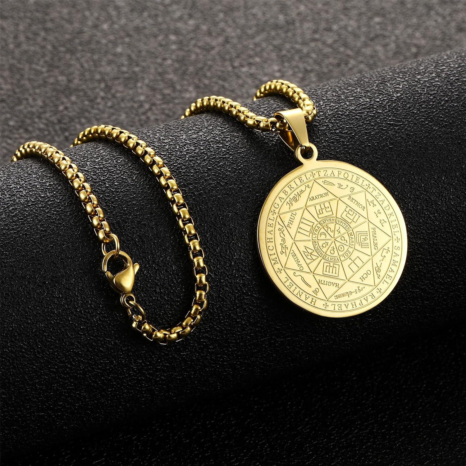 Erzengel Siegel Medaille Talisman Amulett Halskette Edelstahl