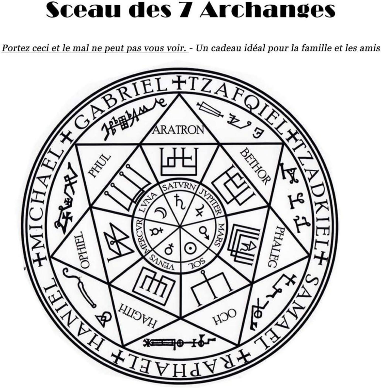 Herren Halskette 7 Erzengel Siegel Amulett Talisman Edelstahl