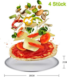 Pizzablech 4er-Set Edelstahl Round Pizzaform 26cm - Gesund