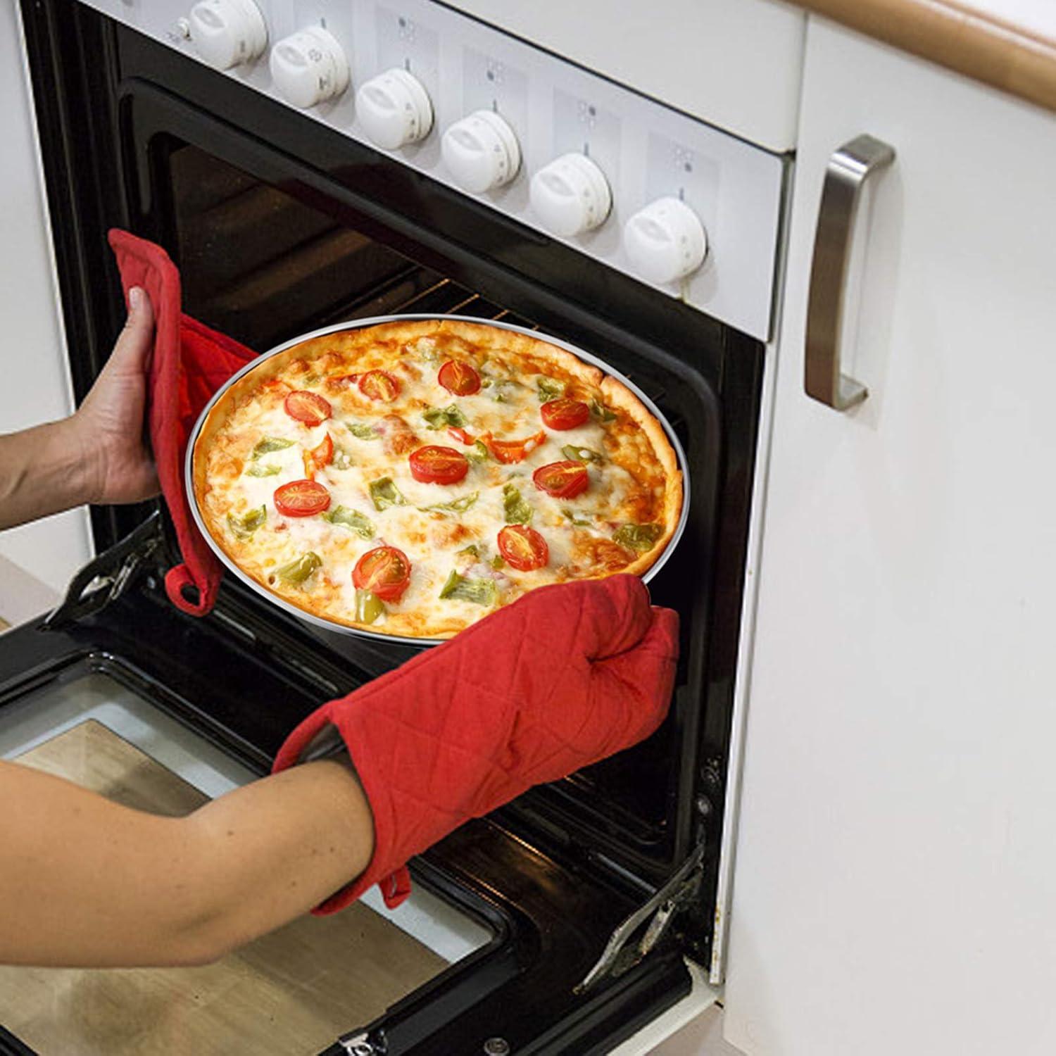 TEAMFAR Pizzablech 4er-Set Edelstahl Rund Pizza Backblech 26cm