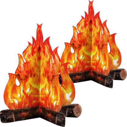 Künstliches Lagerfeuer 3D Karton Party Camping Dekoration 4 Stück